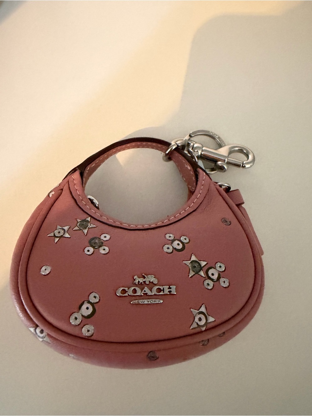 Coach Pink Sequin Star Mini Purse Charm Keyring